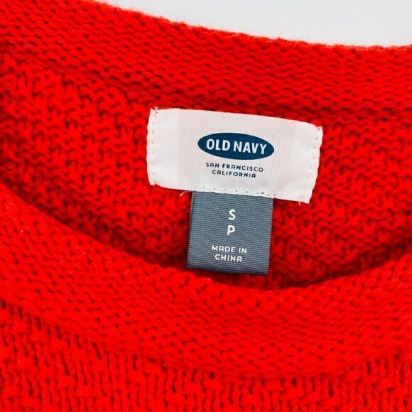 Old Navy Size Small Red Textured Long Sleeve Pullover Crewneck Sweater - Picture 5 of 6
